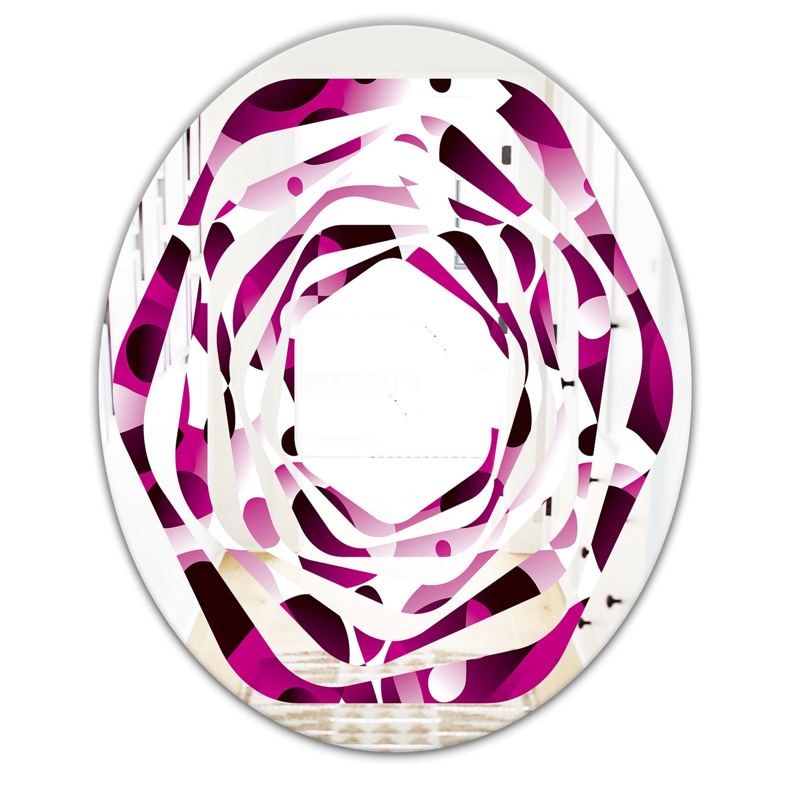 Abstract Design Retro Pattern VI - Cottage Round or Oval Wall Mirror - Whirl