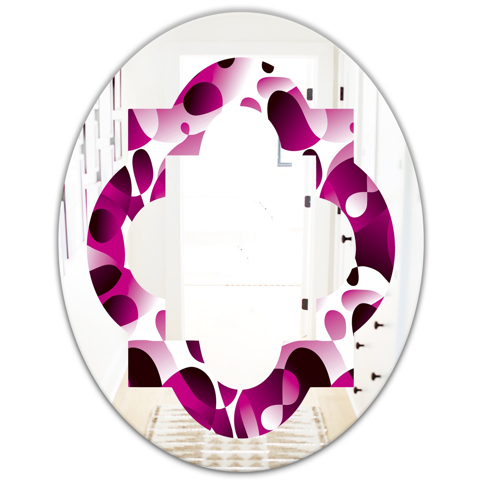 Abstract Design Retro Pattern VI - Cottage Round or Oval Wall Mirror - Quatrefoil