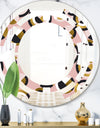 Circular geometric shapes retro pattern - Modern Round or Oval Wall Mirror - Space
