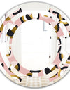 Circular geometric shapes retro pattern - Modern Round or Oval Wall Mirror - Space
