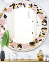 Circular geometric shapes retro pattern - Modern Round or Oval Wall Mirror - Leaves