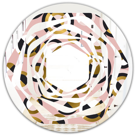 Circular geometric shapes retro pattern - Modern Round or Oval Wall Mirror - Whirl