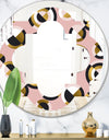 Circular geometric shapes retro pattern - Modern Round or Oval Wall Mirror - Quatrefoil