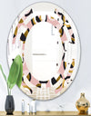 Circular geometric shapes retro pattern - Modern Round or Oval Wall Mirror - Space