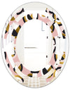 Circular geometric shapes retro pattern - Modern Round or Oval Wall Mirror - Space