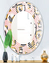 Circular geometric shapes retro pattern - Modern Round or Oval Wall Mirror - Wave