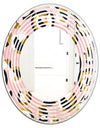 Circular geometric shapes retro pattern - Modern Round or Oval Wall Mirror - Wave