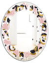 Circular geometric shapes retro pattern - Modern Round or Oval Wall Mirror - Leaves