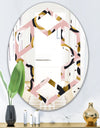 Circular geometric shapes retro pattern - Modern Round or Oval Wall Mirror - Hexagon Star