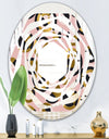 Circular geometric shapes retro pattern - Modern Round or Oval Wall Mirror - Whirl