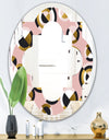 Circular geometric shapes retro pattern - Modern Round or Oval Wall Mirror - Quatrefoil