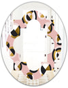 Circular geometric shapes retro pattern - Modern Round or Oval Wall Mirror - Quatrefoil