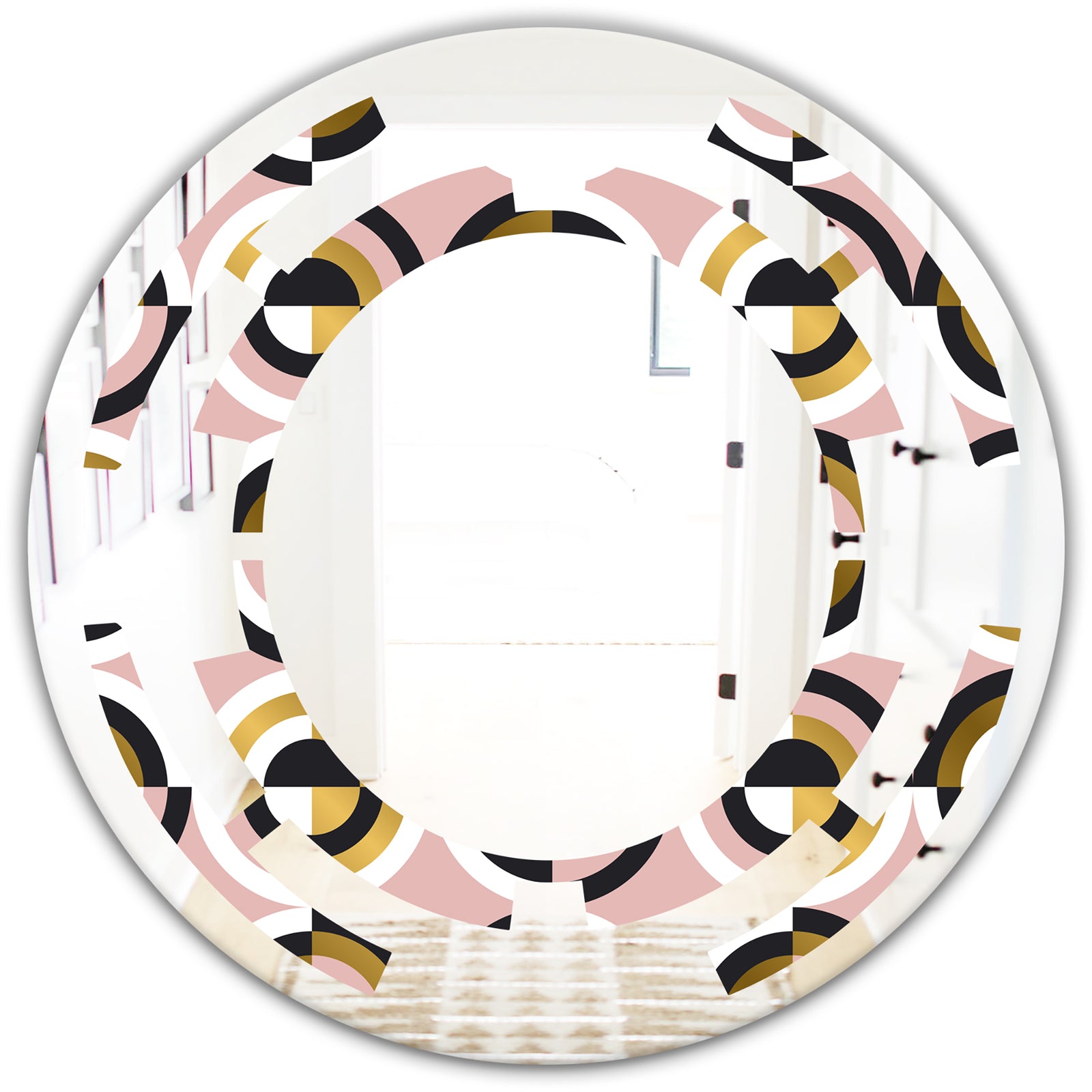 Abstract Geometric Circular Retro I - Modern Round or Oval Wall Mirror - Space