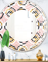 Abstract Geometric Circular Retro I - Modern Round or Oval Wall Mirror - Wave