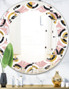 Abstract Geometric Circular Retro I - Modern Round or Oval Wall Mirror - Leaves
