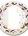 Abstract Geometric Circular Retro I - Modern Round or Oval Wall Mirror - Leaves