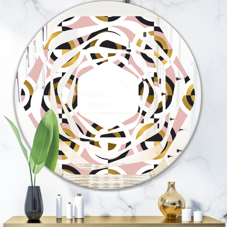 Abstract Geometric Circular Retro I - Modern Round or Oval Wall Mirror - Whirl
