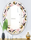 Abstract Geometric Circular Retro I - Modern Round or Oval Wall Mirror - Leaves