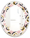 Abstract Geometric Circular Retro I - Modern Round or Oval Wall Mirror - Leaves