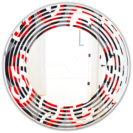 Retro Circular Pattern Geometrical - Modern Round or Oval Wall Mirror - Wave