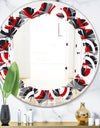 Retro Circular Pattern Geometrical - Modern Round or Oval Wall Mirror - Leaves