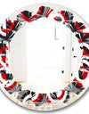 Retro Circular Pattern Geometrical - Modern Round or Oval Wall Mirror - Leaves