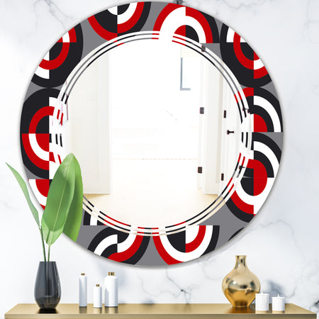Retro Circular Pattern Geometrical - Modern Round or Oval Wall Mirror - Triple C