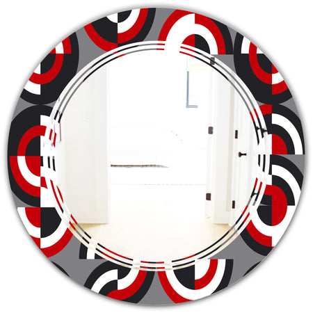 Retro Circular Pattern Geometrical - Modern Round or Oval Wall Mirror - Triple C