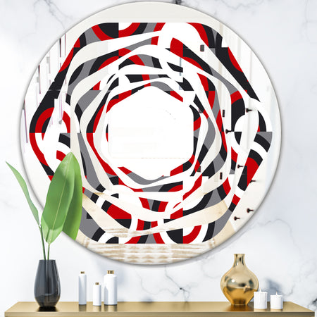Retro Circular Pattern Geometrical - Modern Round or Oval Wall Mirror - Whirl