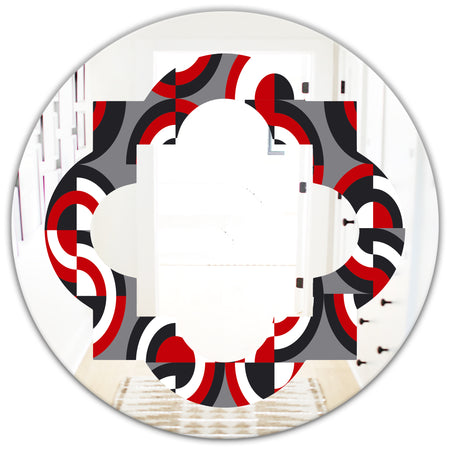 Retro Circular Pattern Geometrical - Modern Round or Oval Wall Mirror - Quatrefoil
