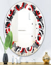 Retro Circular Pattern Geometrical - Modern Round or Oval Wall Mirror - Leaves