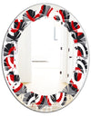 Retro Circular Pattern Geometrical - Modern Round or Oval Wall Mirror - Leaves