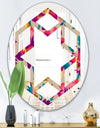 Elegant blossom hand drawn folk pattern - Cottage Round or Oval Wall Mirror - Hexagon Star