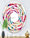 Elegant blossom hand drawn folk pattern - Cottage Round or Oval Wall Mirror - Whirl