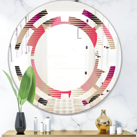 Retro Circular Pattern VIII - Modern Round or Oval Wall Mirror - Space