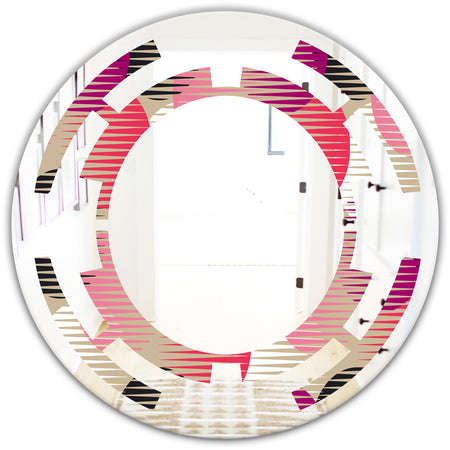 Retro Circular Pattern VIII - Modern Round or Oval Wall Mirror - Space