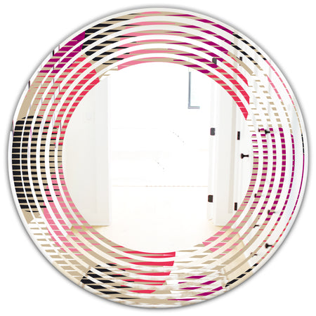 Retro Circular Pattern VIII - Modern Round or Oval Wall Mirror - Wave