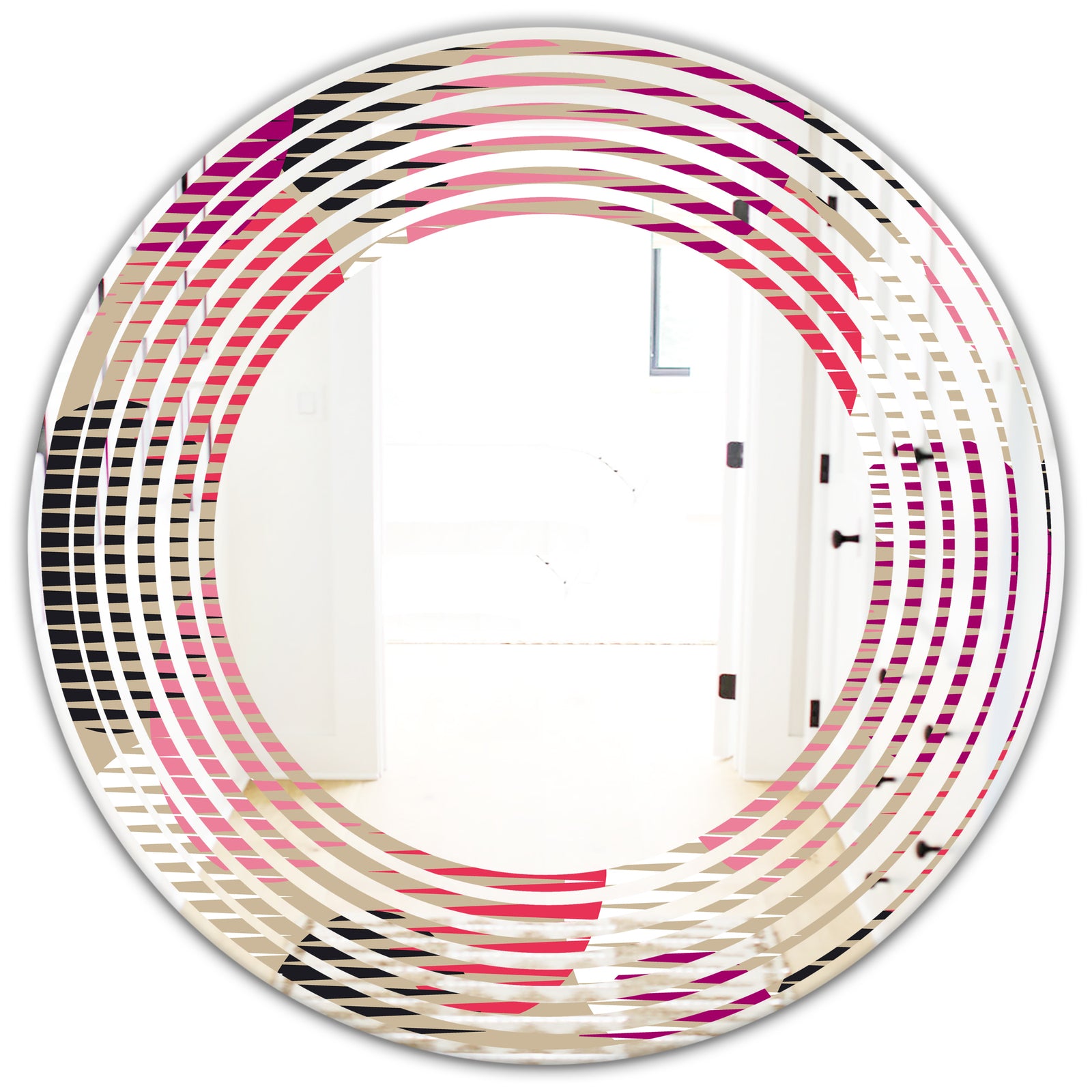 Retro Circular Pattern VIII - Modern Round or Oval Wall Mirror - Wave