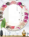 Retro Circular Pattern VIII - Modern Round or Oval Wall Mirror - Leaves