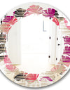 Retro Circular Pattern VIII - Modern Round or Oval Wall Mirror - Leaves