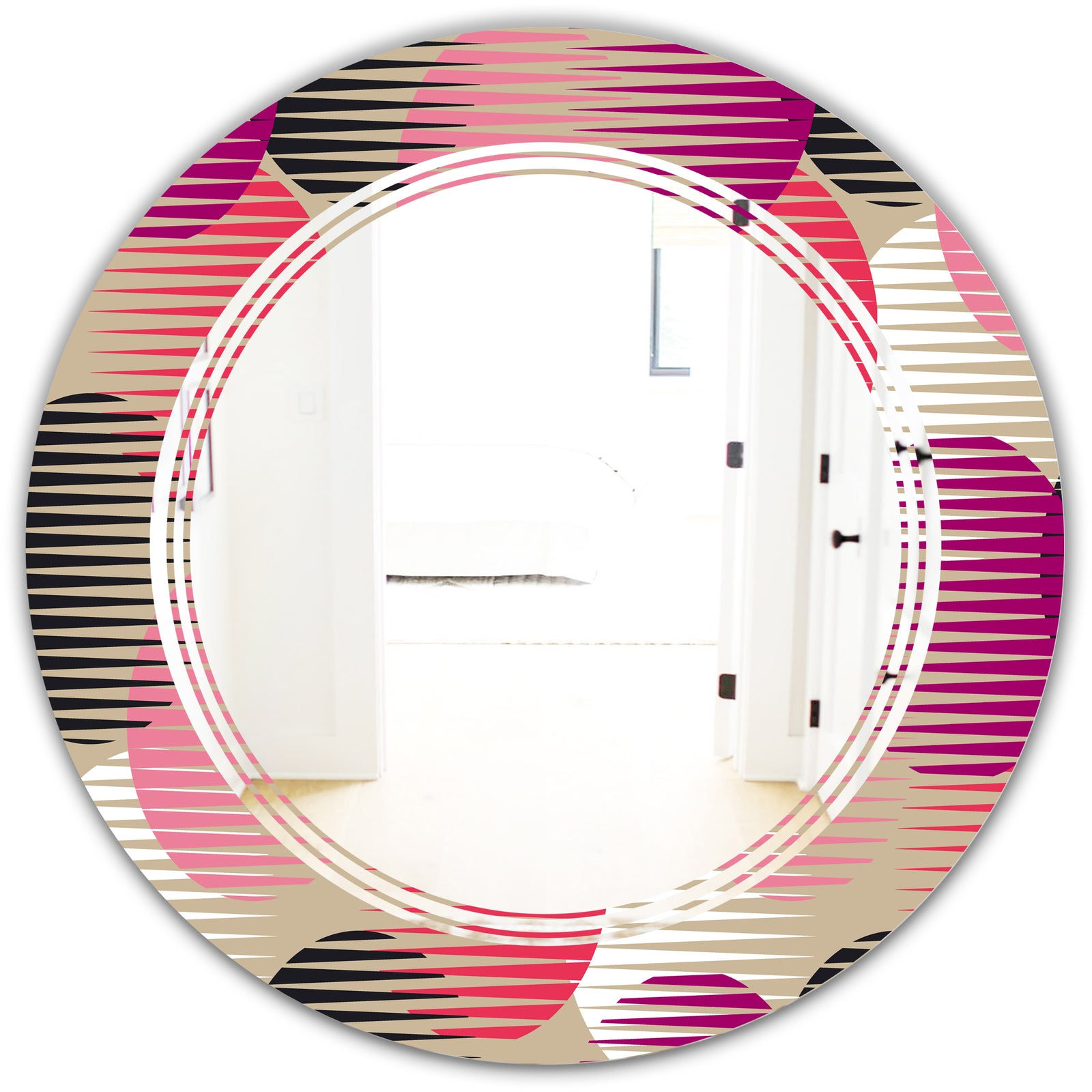 Retro Circular Pattern VIII - Modern Round or Oval Wall Mirror - Triple C
