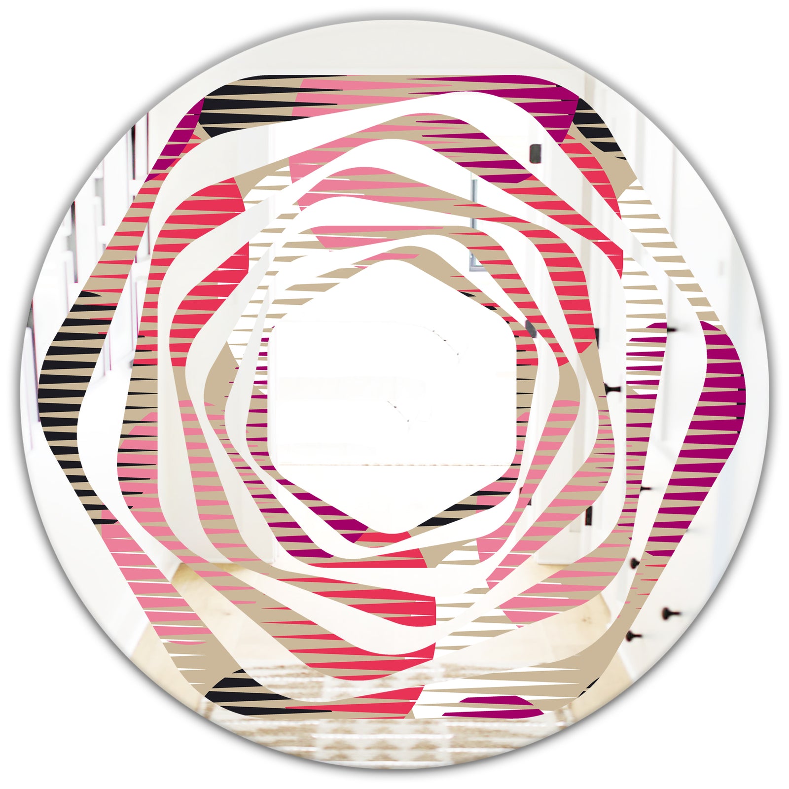 Retro Circular Pattern VIII - Modern Round or Oval Wall Mirror - Whirl
