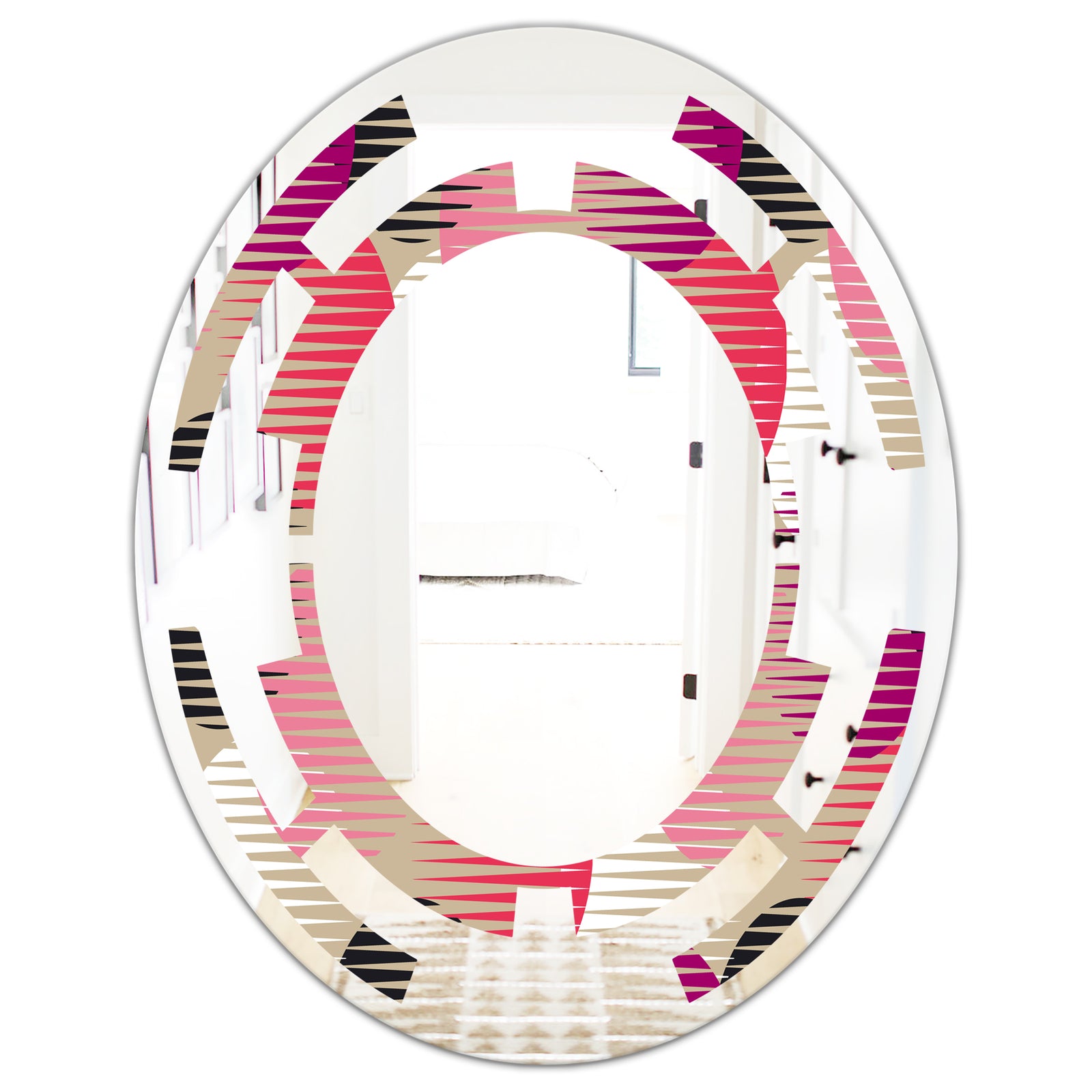 Retro Circular Pattern VIII - Modern Round or Oval Wall Mirror - Space