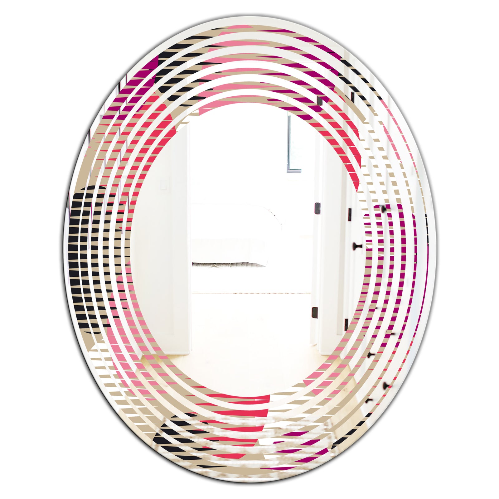 Retro Circular Pattern VIII - Modern Round or Oval Wall Mirror - Wave