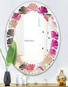 Retro Circular Pattern VIII - Modern Round or Oval Wall Mirror - Leaves