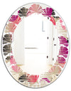 Retro Circular Pattern VIII - Modern Round or Oval Wall Mirror - Leaves