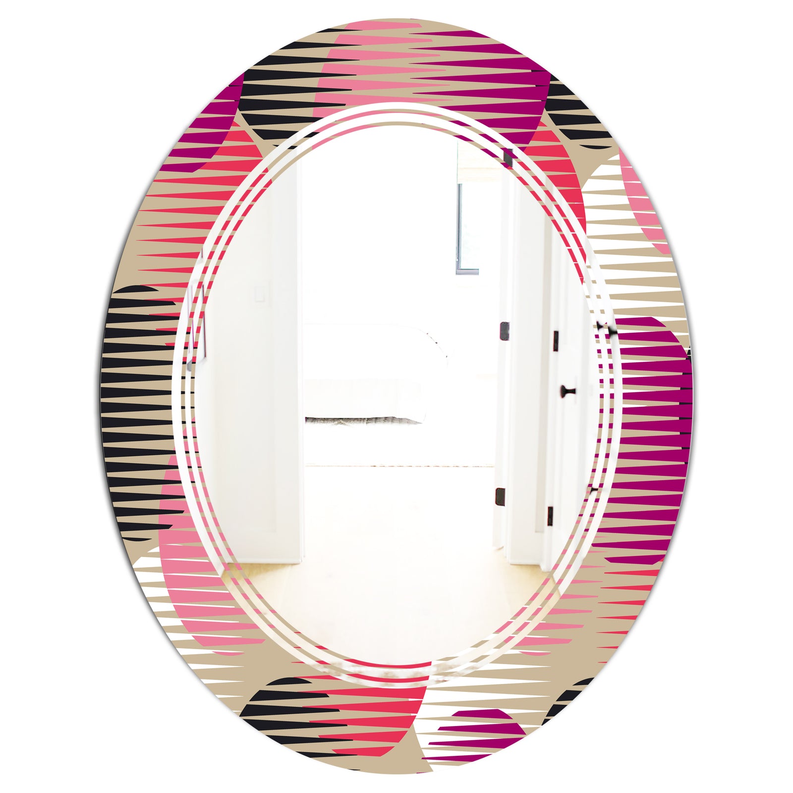 Retro Circular Pattern VIII - Modern Round or Oval Wall Mirror - Triple C