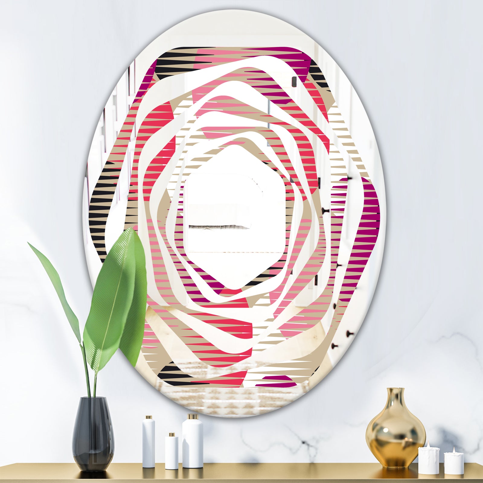 Retro Circular Pattern VIII - Modern Round or Oval Wall Mirror - Whirl