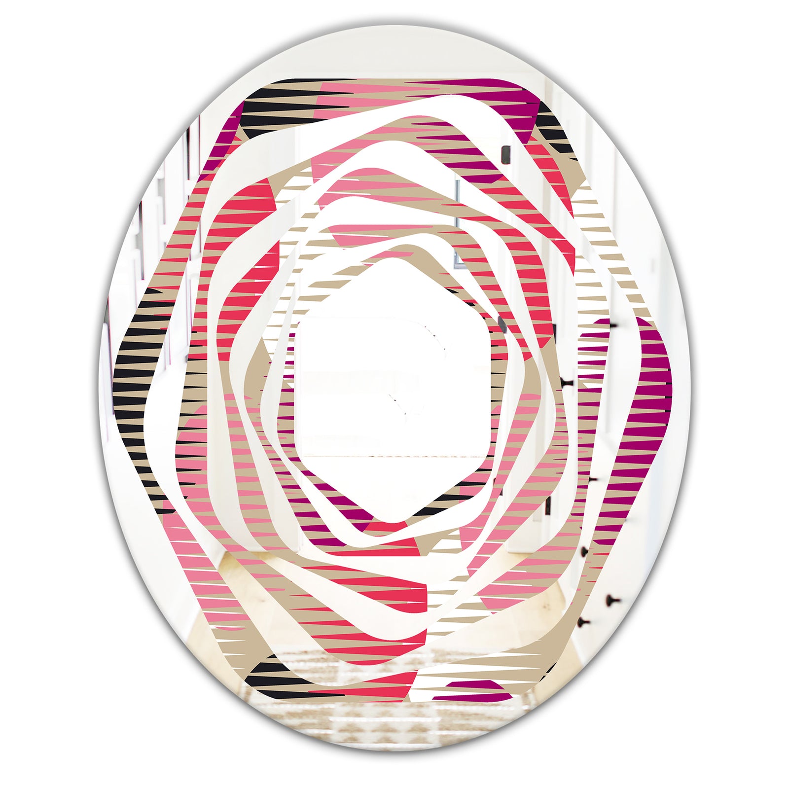 Retro Circular Pattern VIII - Modern Round or Oval Wall Mirror - Whirl