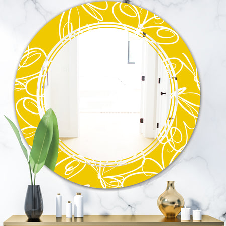 Butterflies hand drawn color pattern - Modern Round or Oval Wall Mirror - Triple C